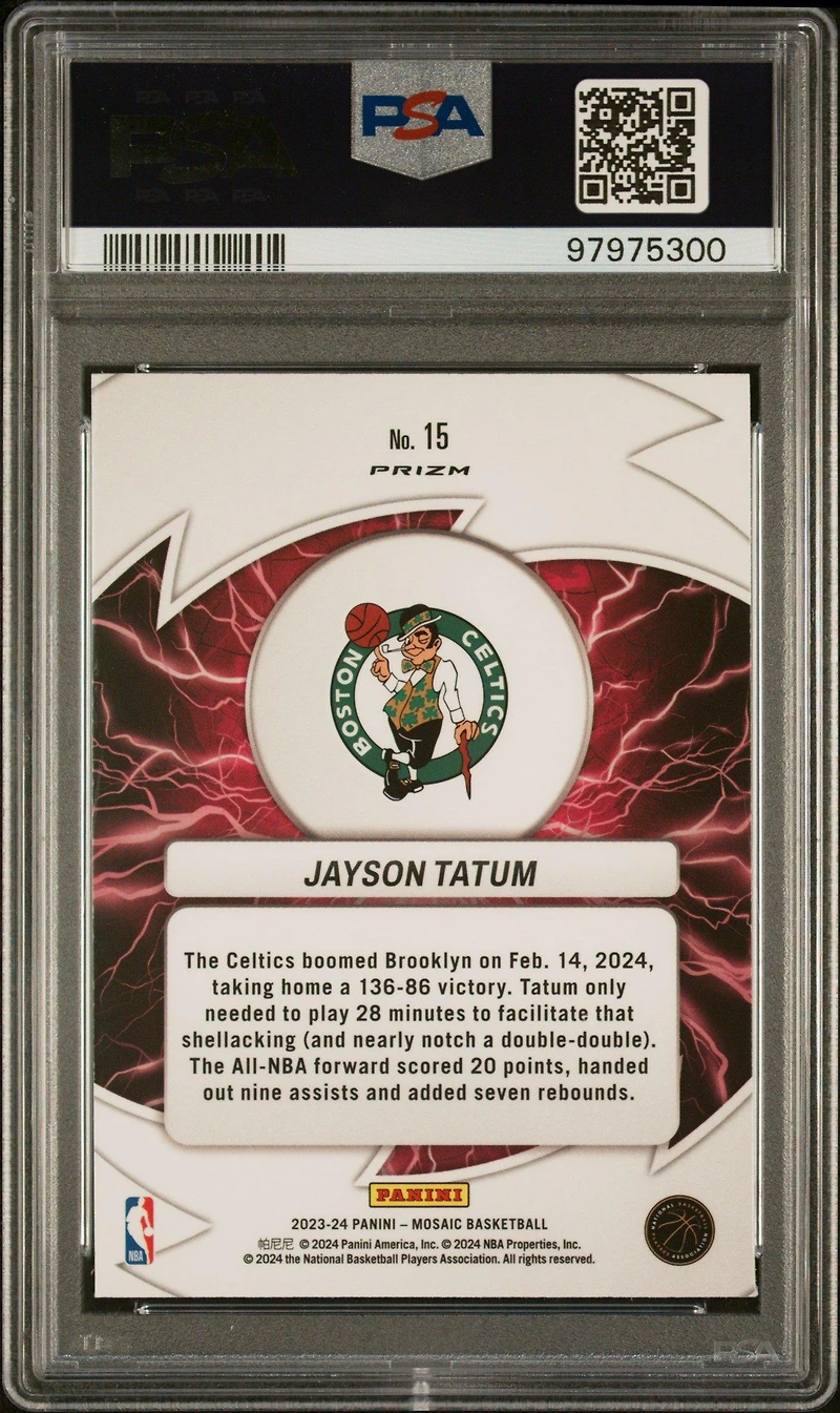 2023 Panini Mosaic Thunder Road 15 Jayson Tatum Green PSA 10