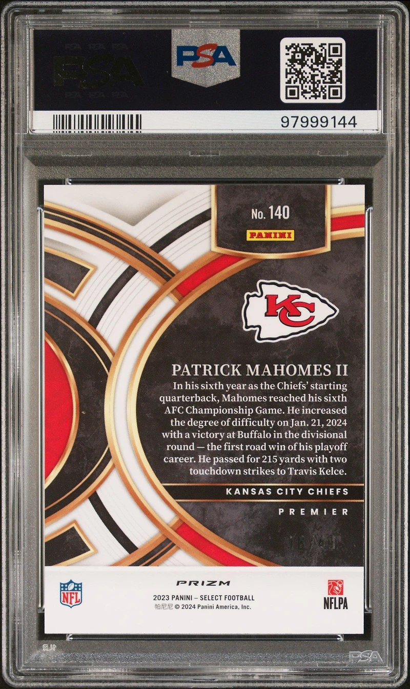 2023 Panini Select 140 Patrick Mahomes Ii Neon Green Prizm PSA 10