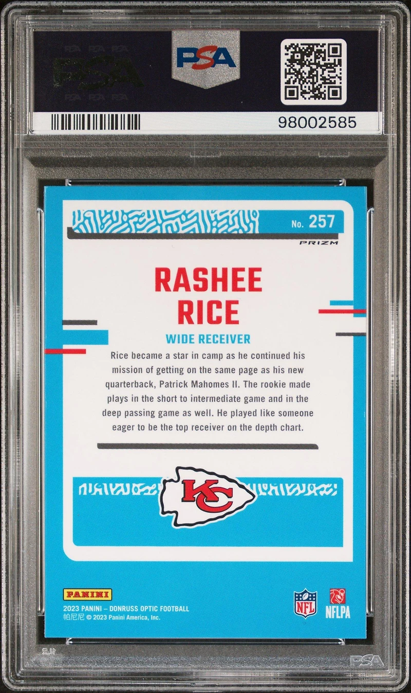 2023 Panini Donruss Optic 257 Rashee Rice Stars PSA 10