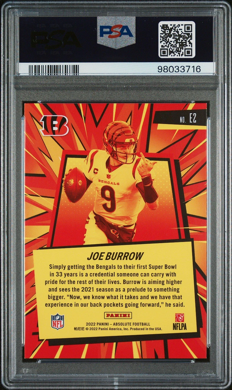 2022 Panini Absolute Explosive E2 Joe Burrow PSA 9