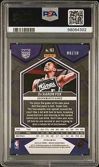 2023 Panini Mosaic 163 De'aaron Fox Green Fluorescent PSA 10