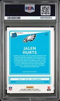 2020 Panini Donruss Optic 164 Jalen Hurts Green Velocity PSA 10
