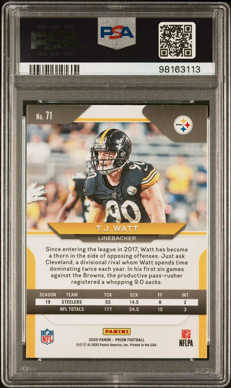 2020 Panini Prizm 71 T.j. Watt PSA 10