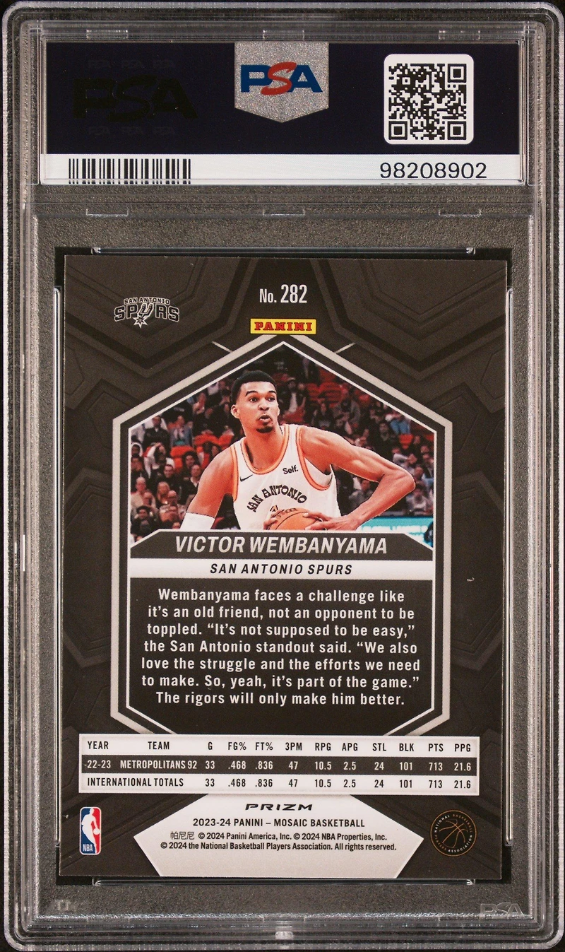 2023 Panini Mosaic 282 Victor Wembanyama Silver PSA 10