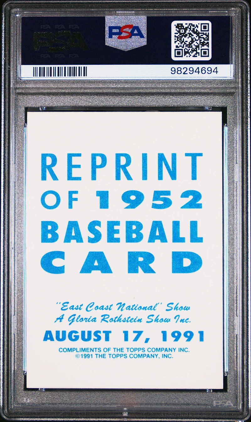 1991 Topps East Coast National Reprint Mickey Mantle Topps 1952 Reprint PSA 9