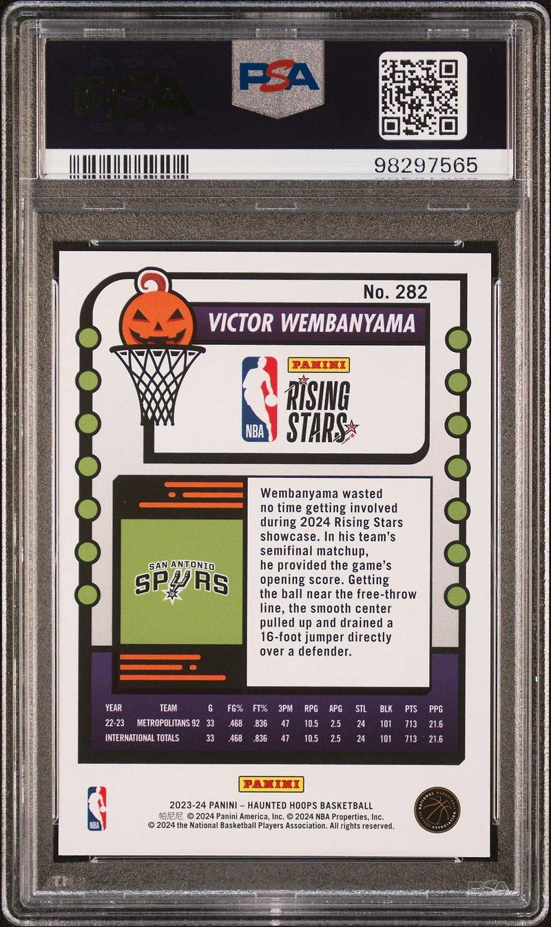 2023 Panini Nba Haunted Hoops Victor Wembanyama Orange PSA 10