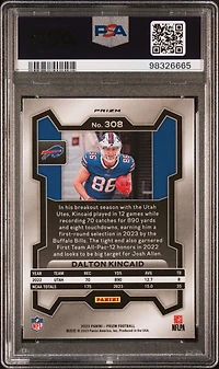 2023 Panini Prizm 308 Dalton Kincaid Red Sparkle PSA 9