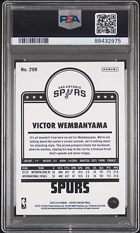 2023 Panini Nba Hoops 298 Victor Wembanyama Teal Explosion PSA 8