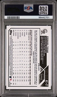 2023 Topps Chrome Update Autograph Acet Ezequiel Tovar Purple Speckle Refractor PSA 10