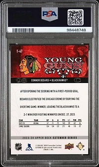 2023 Upper Deck Extended Series 2008-09 Upper Deck Retro T47 Connor Bedard PSA 9