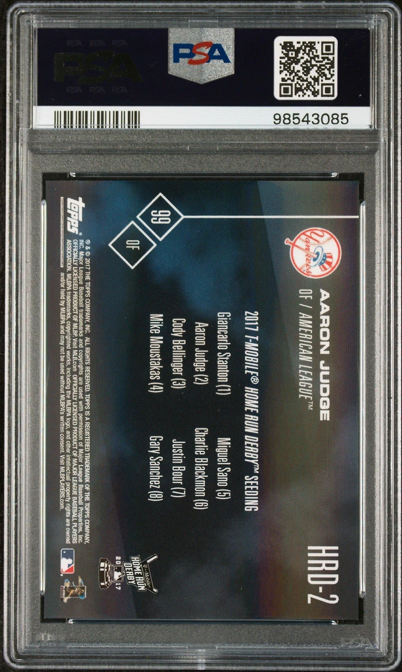 2017 Topps Now Home Run Derby Hrd2 Aaron Judge PSA 10