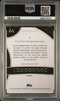 2023 Topps Mercury: Victor Wembanyama 7 Victor Wembanyama Refractor PSA 10