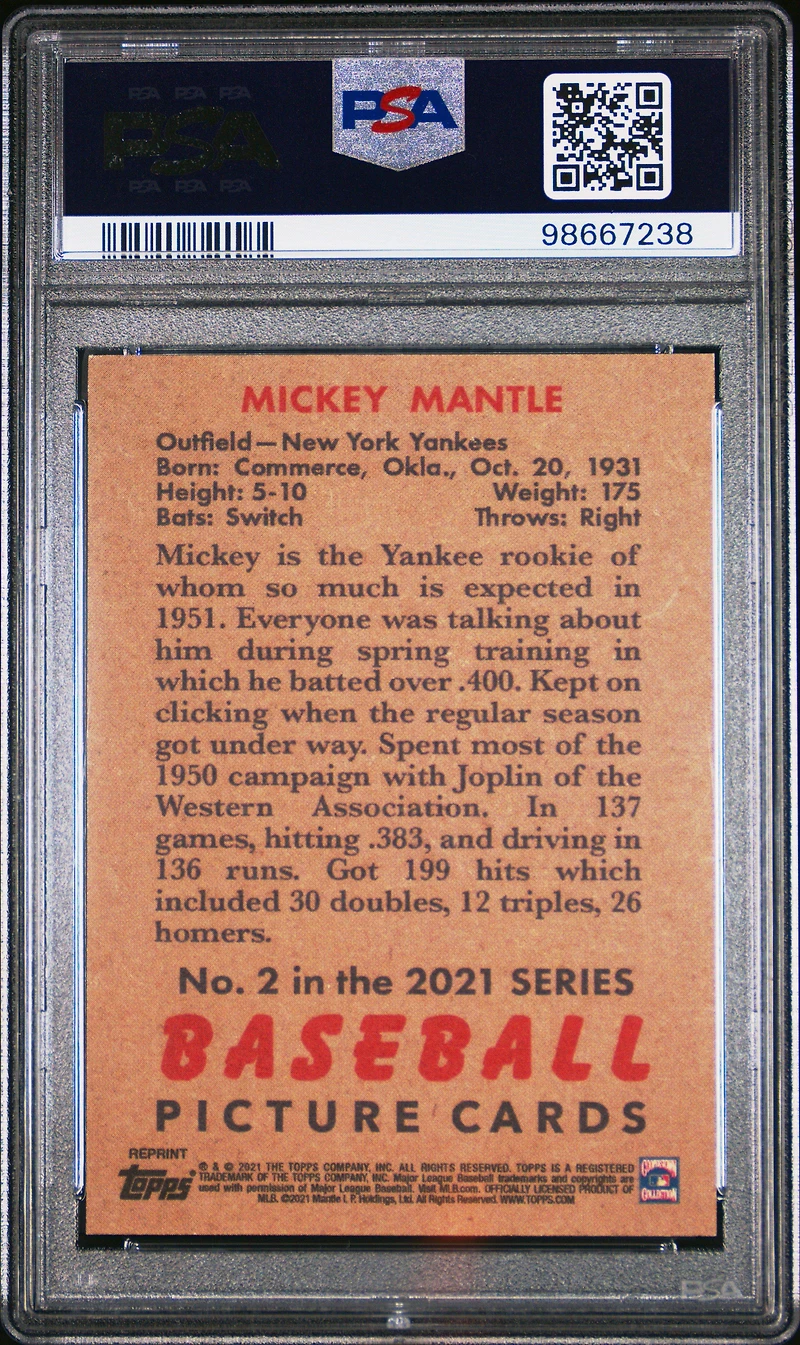 2021 Topps X Mickey Mantle Collection 2 Mickey Mantle PSA 9