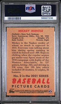 2021 Topps X Mickey Mantle Collection 2 Mickey Mantle PSA 9