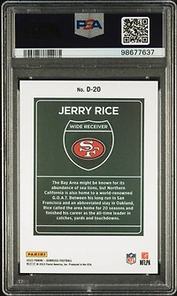 2023 Panini Donruss Downtown! D20 Jerry Rice PSA 9