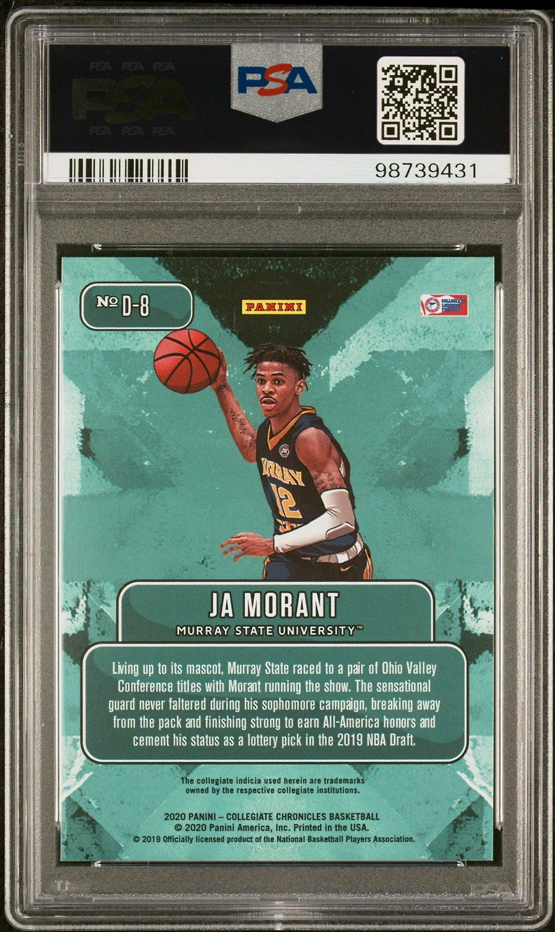 2020 Panini Prizm Draft Picks Downtown D8 Ja Morant PSA 9