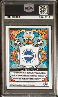 2023-24 Panini Select Premier League Stained Glass 27 Kaoru Mitoma PSA 10