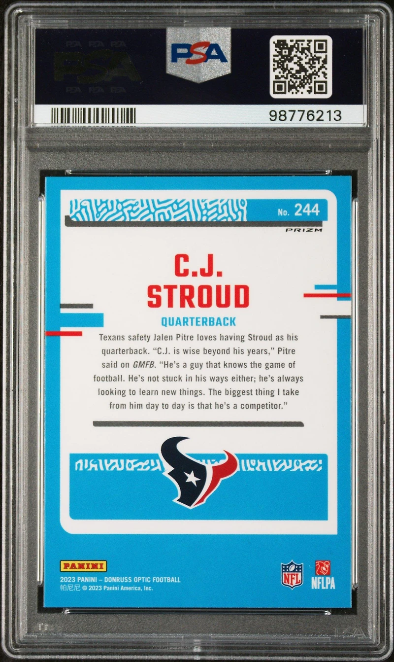 2023 Panini Donruss Optic 244 Cj Stroud Blue Scope PSA 9