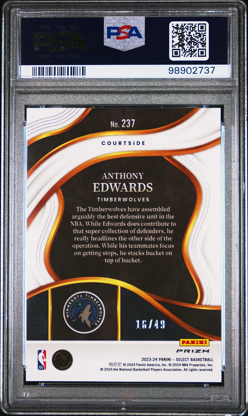 2023 Panini Select 237 Anthony Edwards Red Disco PSA 10