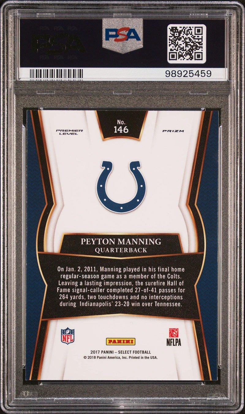 2017 Panini Select 146 Peyton Manning Silver Prizm PSA 10