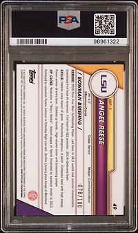2023 Bowman University Chrome 49 Angel Reese Raywave PSA 9