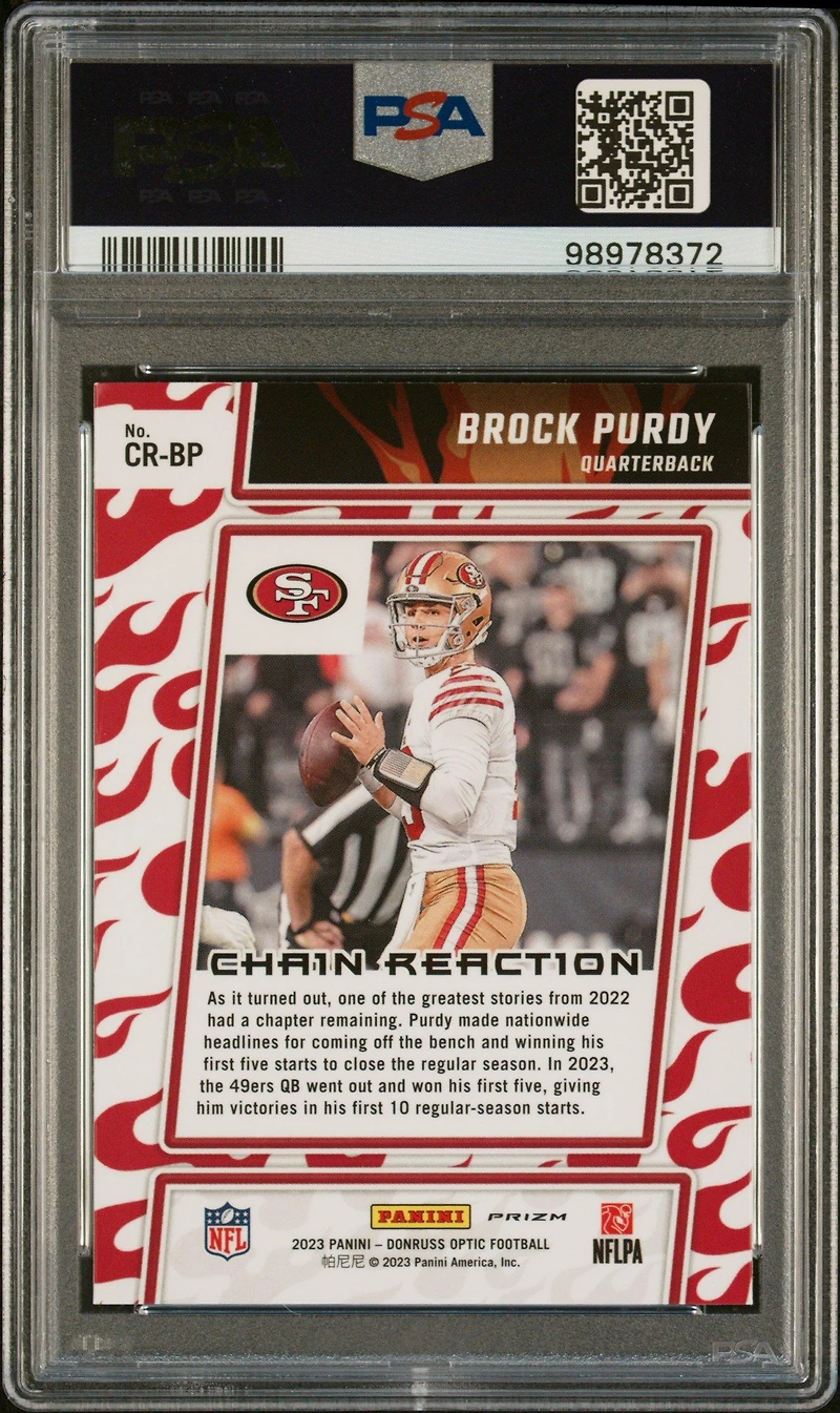2023 Panini Donruss Optic Chain Reaction Crbp Brock Purdy PSA 10