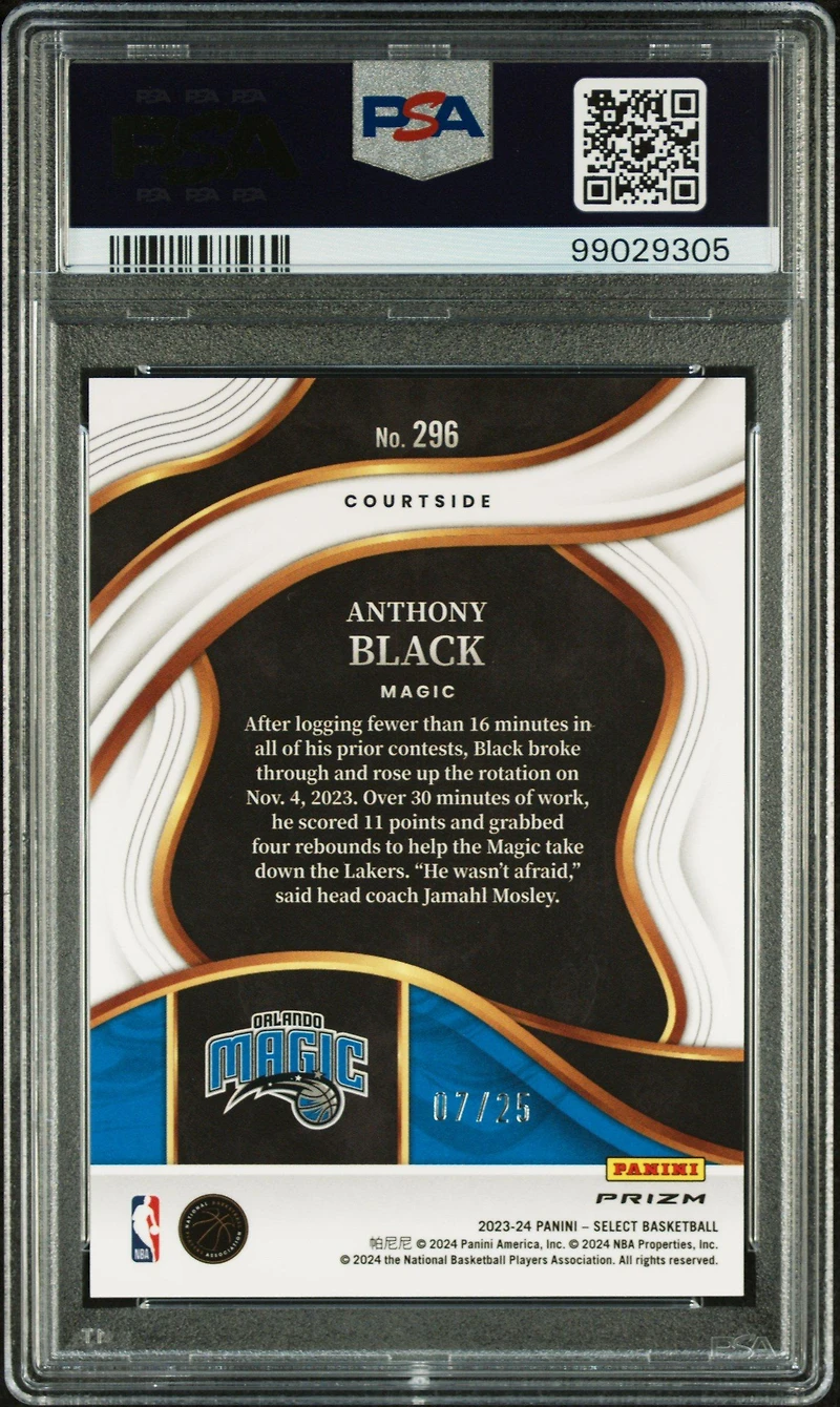 2023 Panini Select 296 Anthony Black Tie-dye Prizm PSA 10