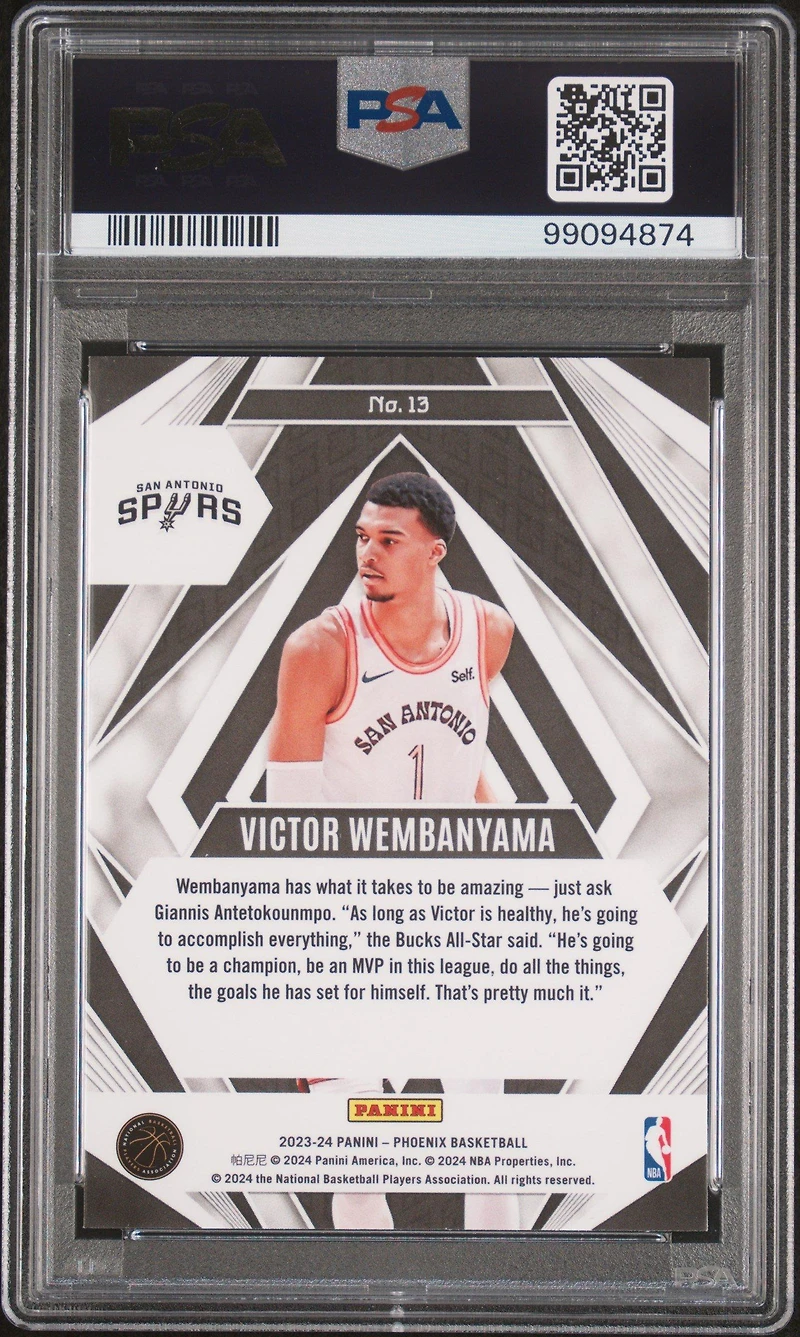 2023 Panini Phoenix Paragon 13 Victor Wembanyama Ice PSA 9