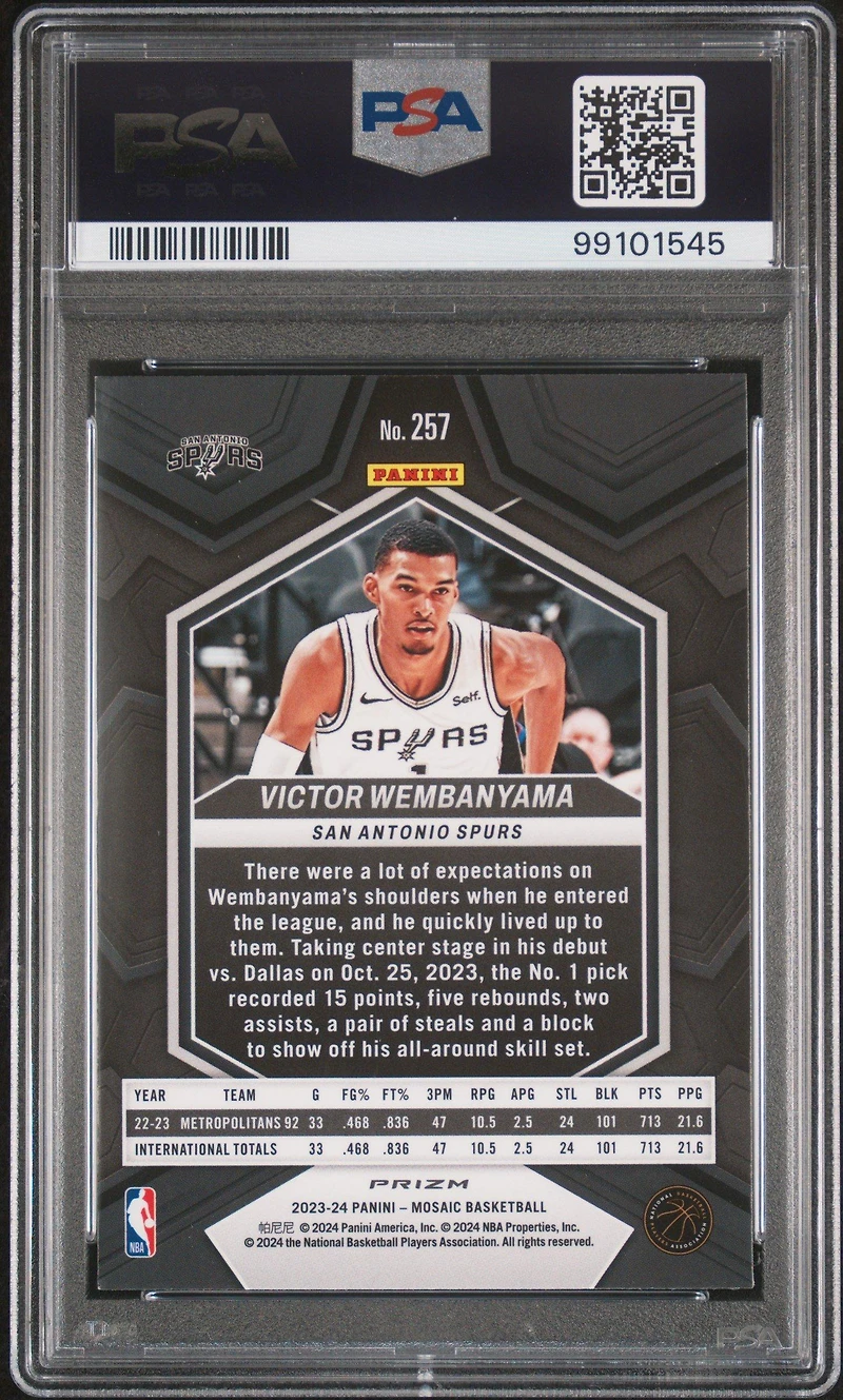 2023 Panini Mosaic 257 Victor Wembanyama Mosaic PSA 10
