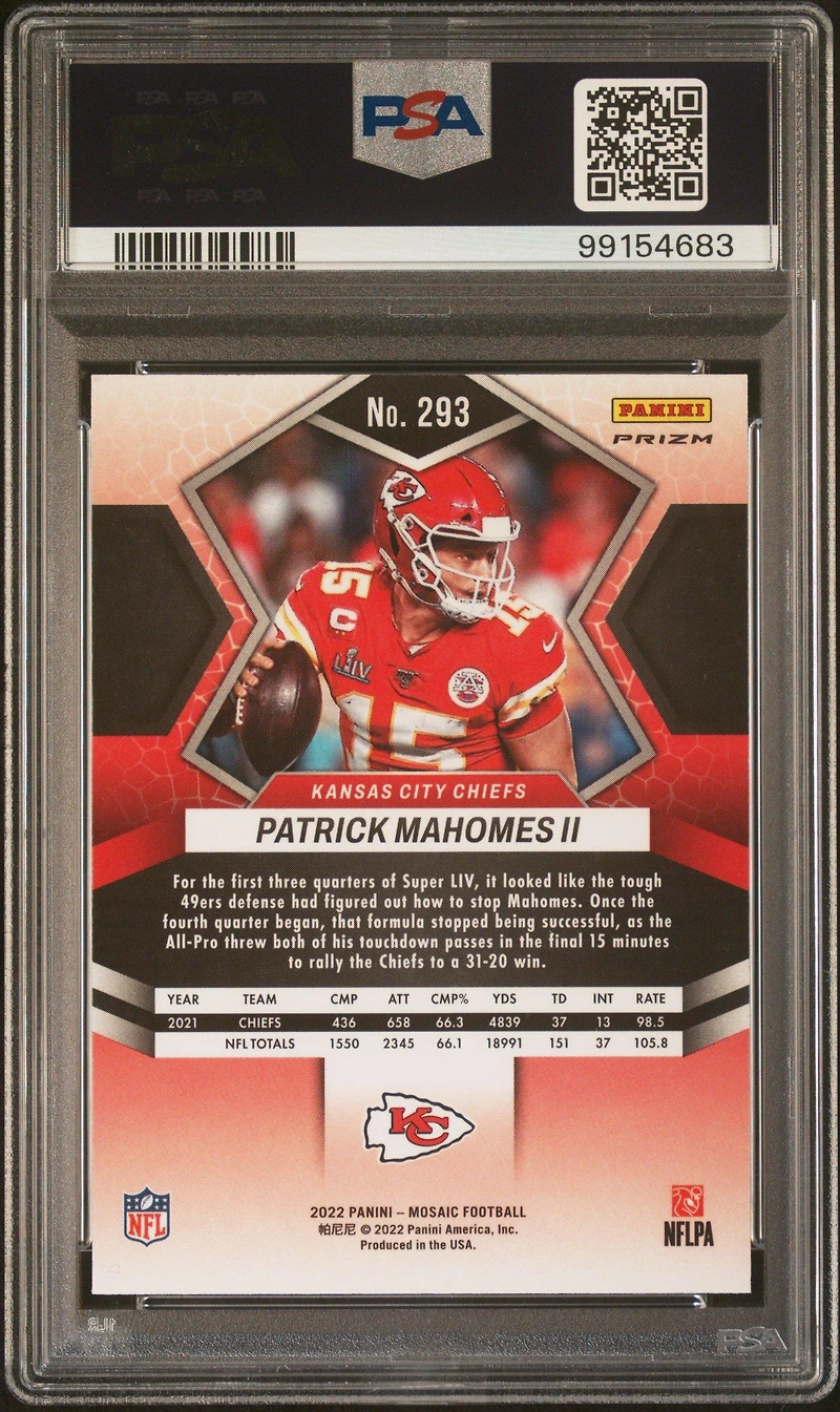 2022 Panini Mosaic 293 Patrick Mahomes Ii Silver PSA 8