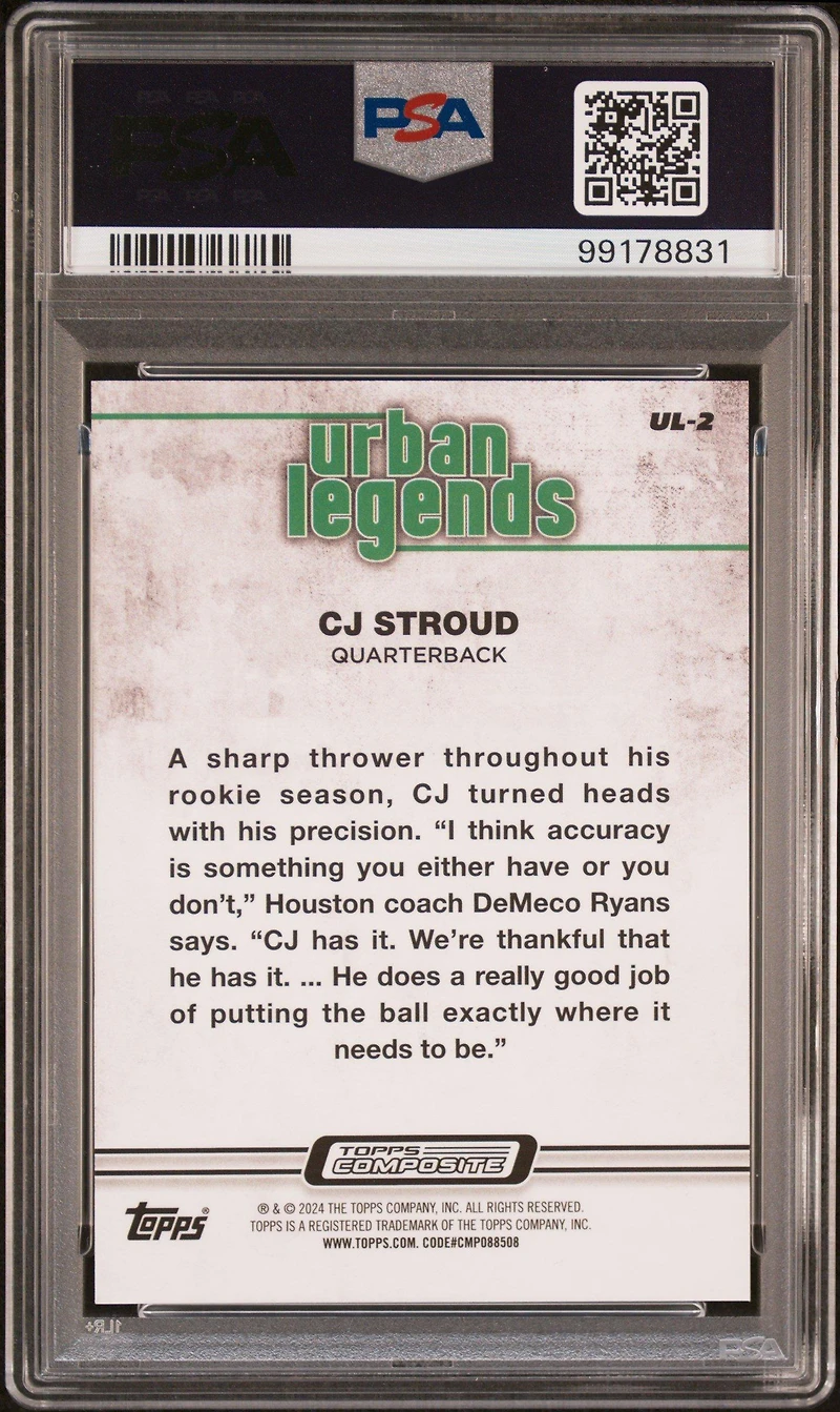 2023 Topps Composite Urban Legends Ul2 Cj Stroud PSA 10