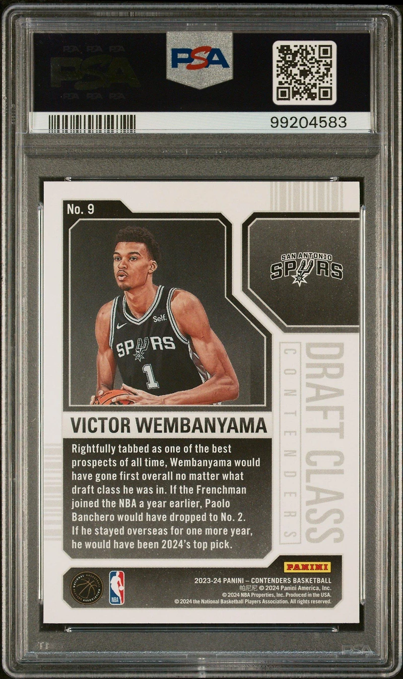 2023 Panini Contenders 2023 Draft Class Contenders 9 Victor Wembanyama PSA 10