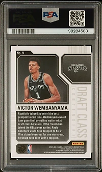 2023 Panini Contenders 2023 Draft Class Contenders 9 Victor Wembanyama PSA 10