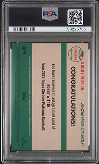 2023 Topps Chrome Platinum Anniversary Autographs Bwj Bobby Witt Jr. Platinum Toile Cream/blue Refractor PSA 10