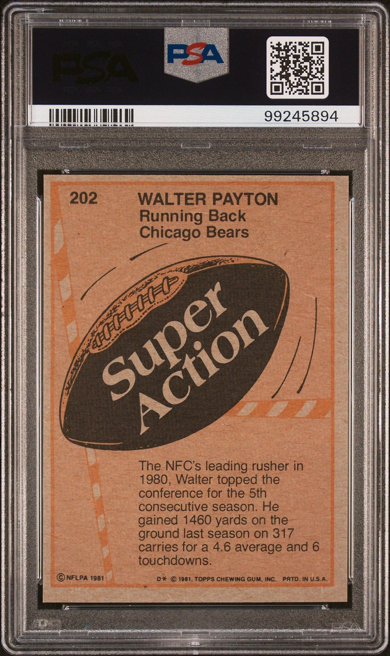 1981 Topps 202 Walter Payton PSA 9