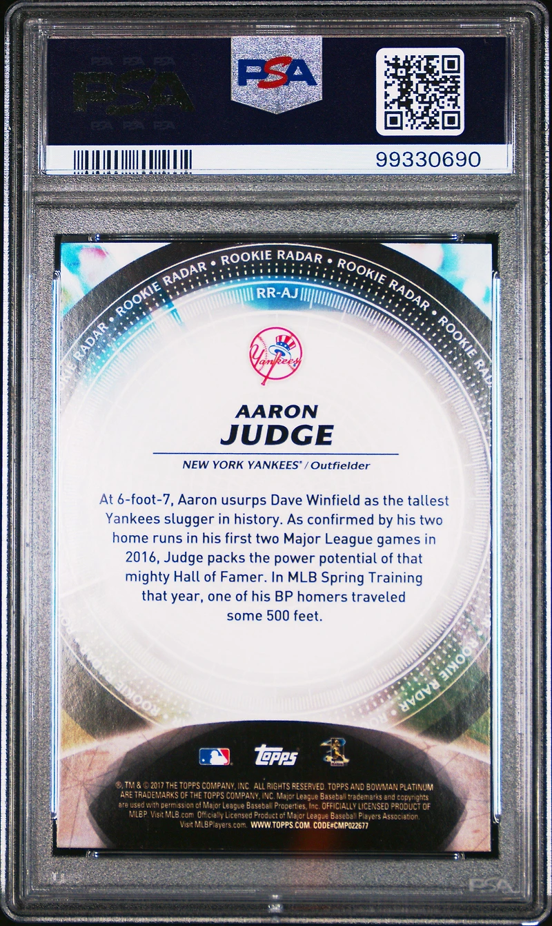 2017 Bowman Platinum Rookie Radar Rr-aj Aaron Judge PSA 10