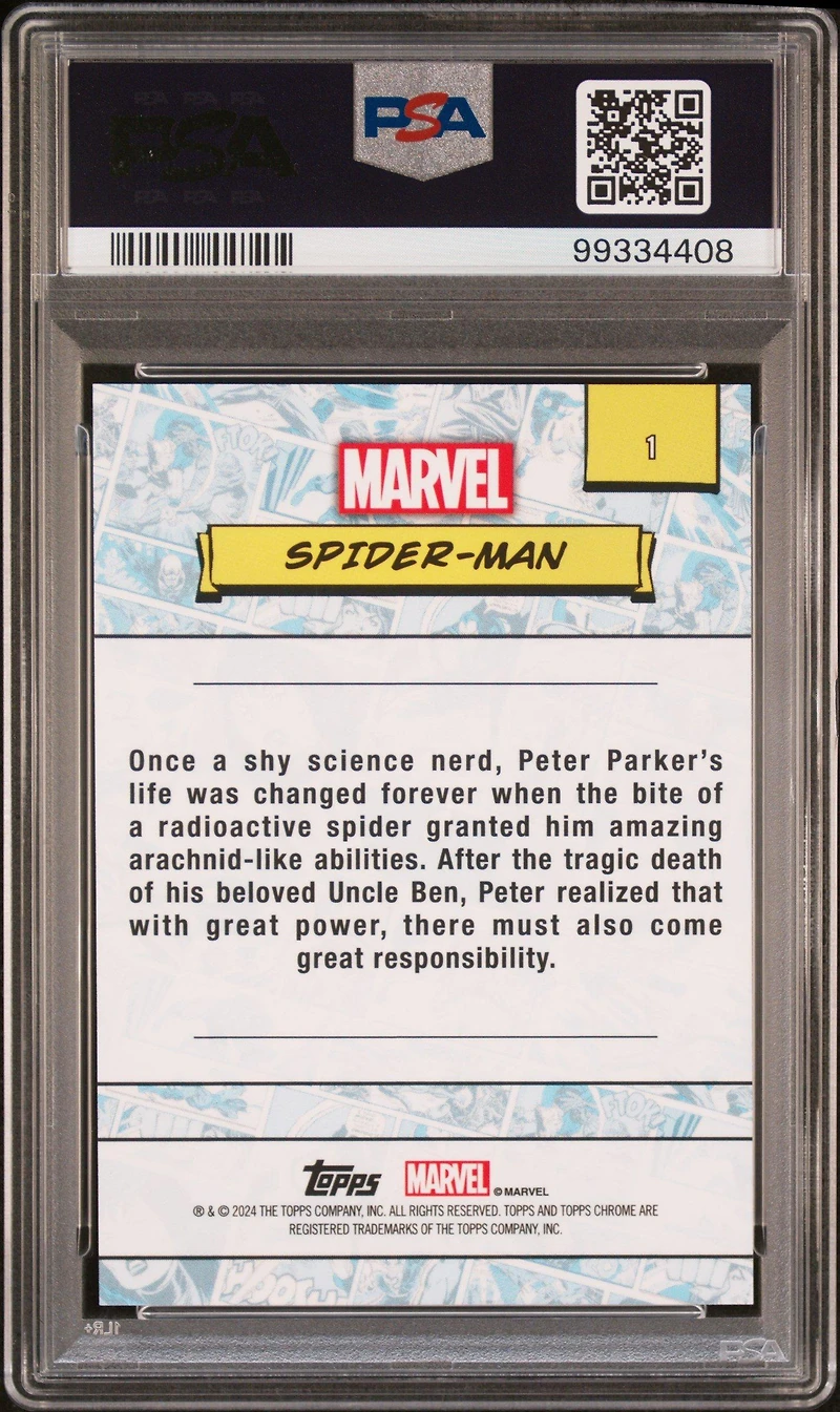 2024 Topps Chrome Marvel 1 Spider-man PSA 10