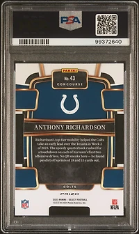 2023 Panini Select 43 Anthony Richardson Die-cut Silver Prizm PSA 10