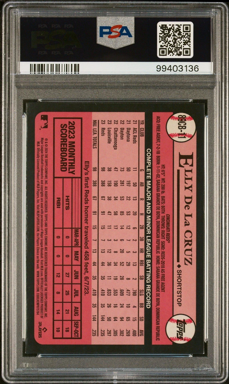 2024 Topps Chrome 1989 Topps Baseball 11 Elly De La Cruz PSA 10