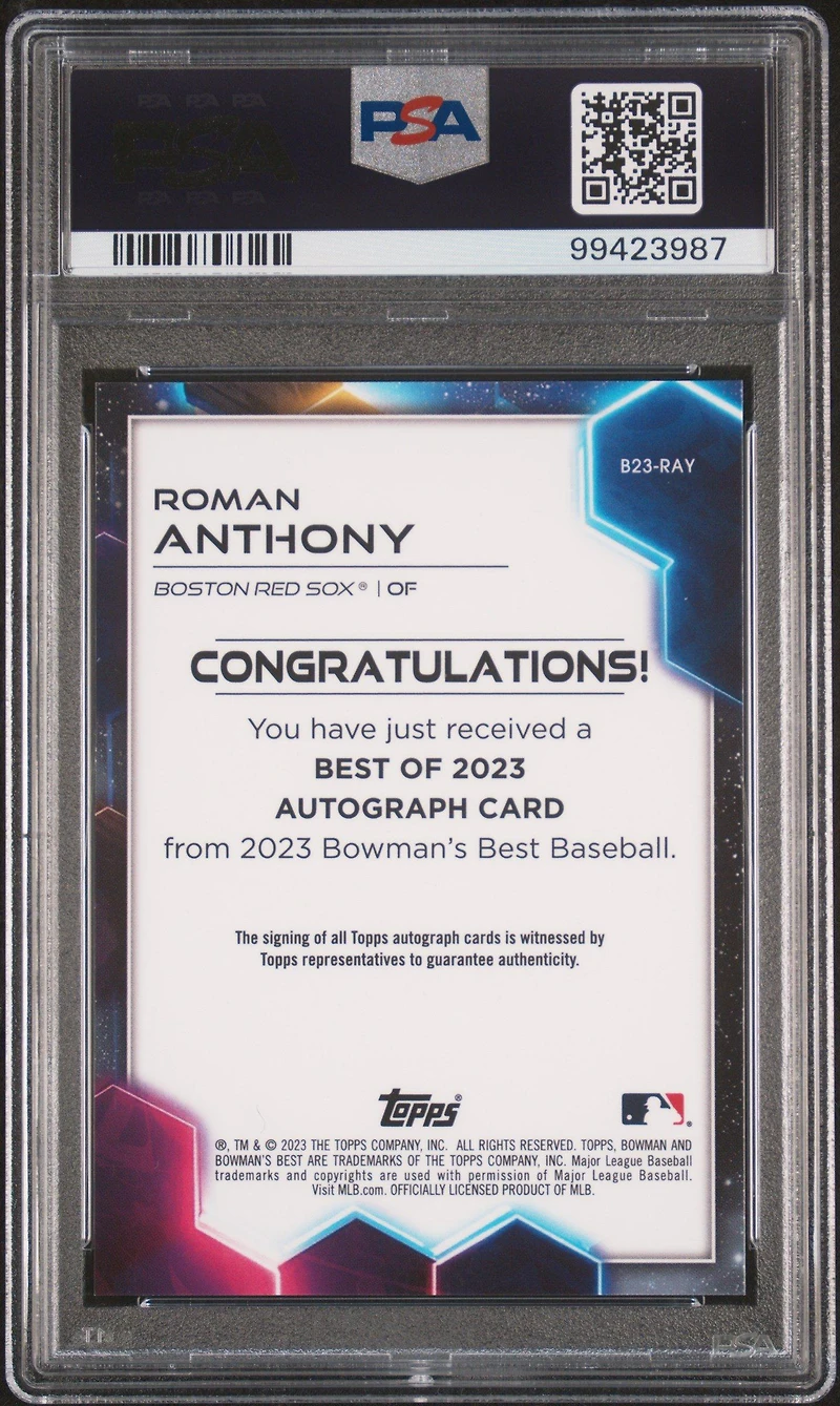 2023 Bowman's Best Best Of 2023 Autographs B23ray Roman Anthony PSA 9