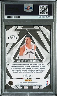 2023 Panini Phoenix Paragon 13 Victor Wembanyama Green Ice PSA 9