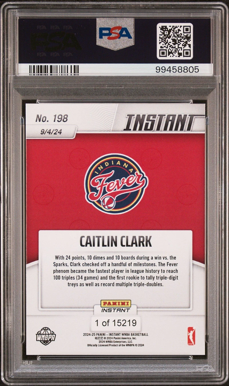 2024 Panini Instant Wnba 198 Caitlin Clark PSA 10