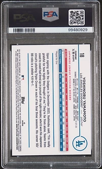2024 Topps Chrome 18 Yoshinobu Yamamoto Pink Refractor PSA 9