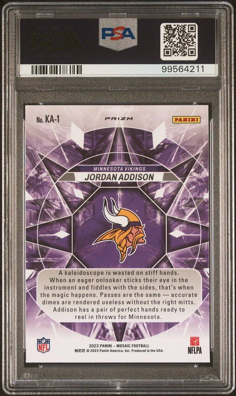 2023 Panini Mosaic Kaleidoscopic Ka1 Jordan Addison PSA 10