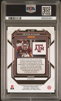 2023 Panini Prizm Draft Picks 117 De'von Achane Gold Ice PSA 10