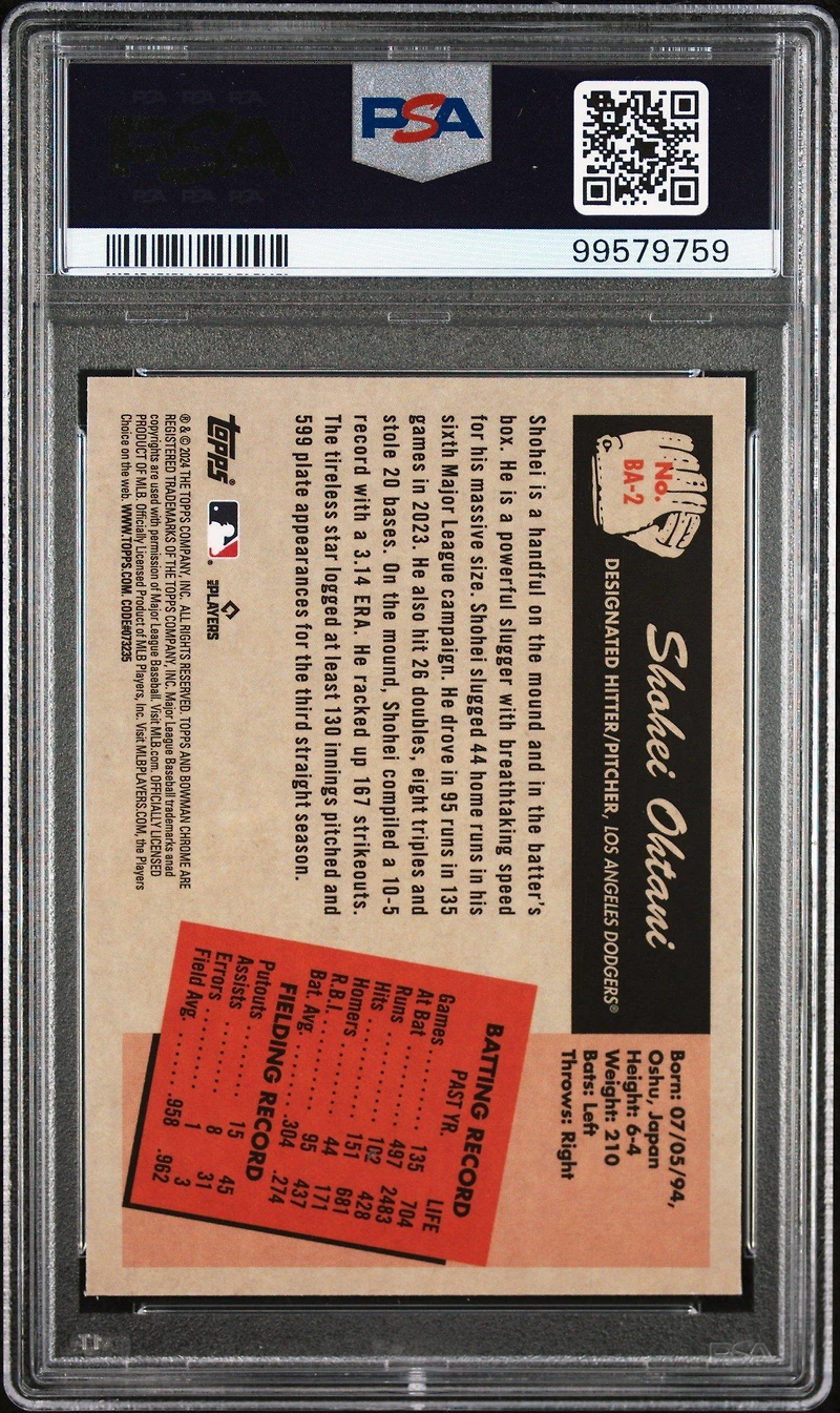 2024 Bowman 1955 Bowman Anime Ba2 Shohei Ohtani PSA 10