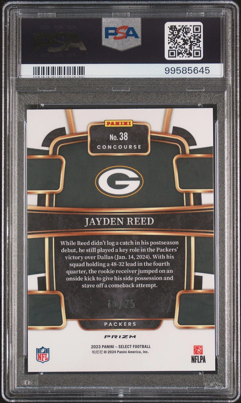 2023 Panini Select 38 Jayden Reed Tie-dye Prizm PSA 10