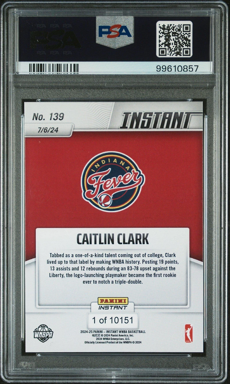 2024 Panini Instant Wnba 139 Caitlin Clark PSA 10