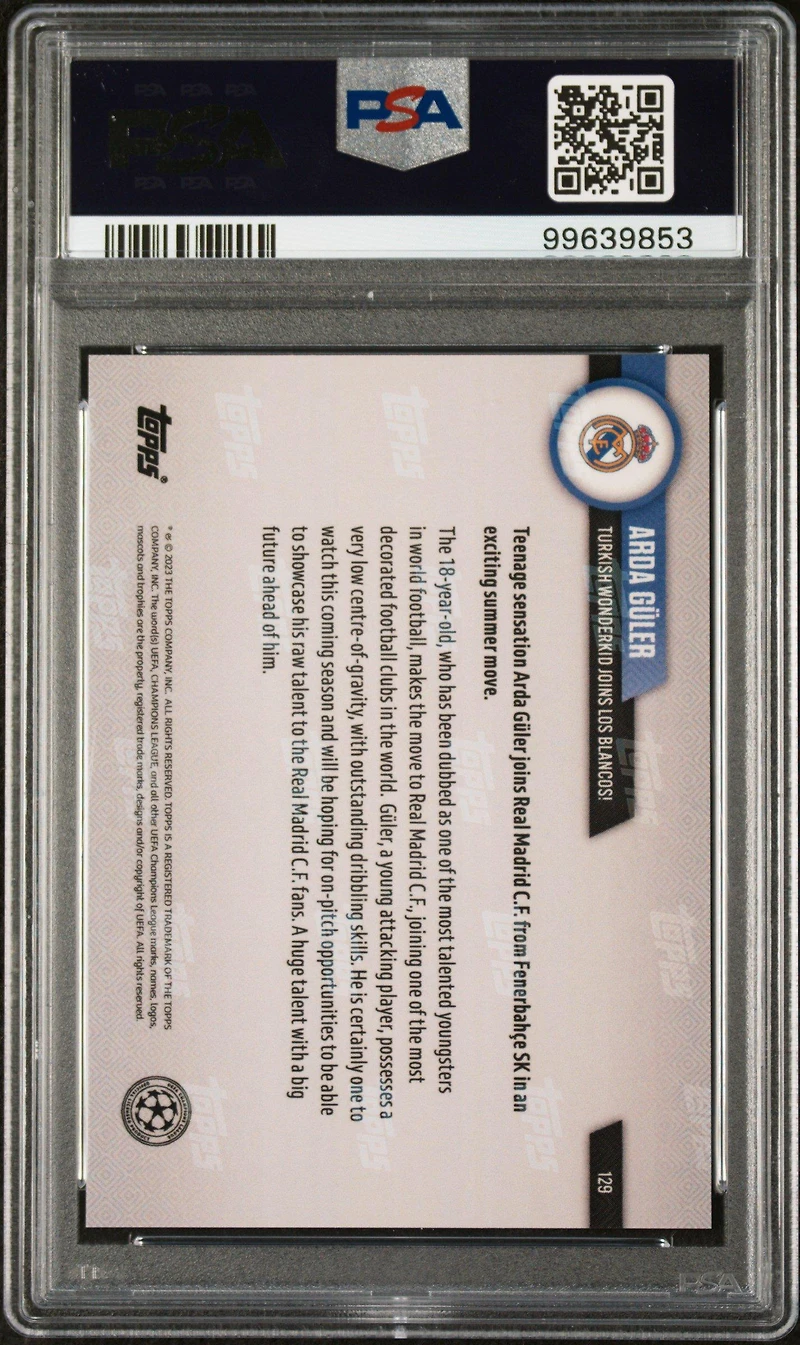 2022 Topps Now Uefa Champions League 129 Arda Guler PSA 10