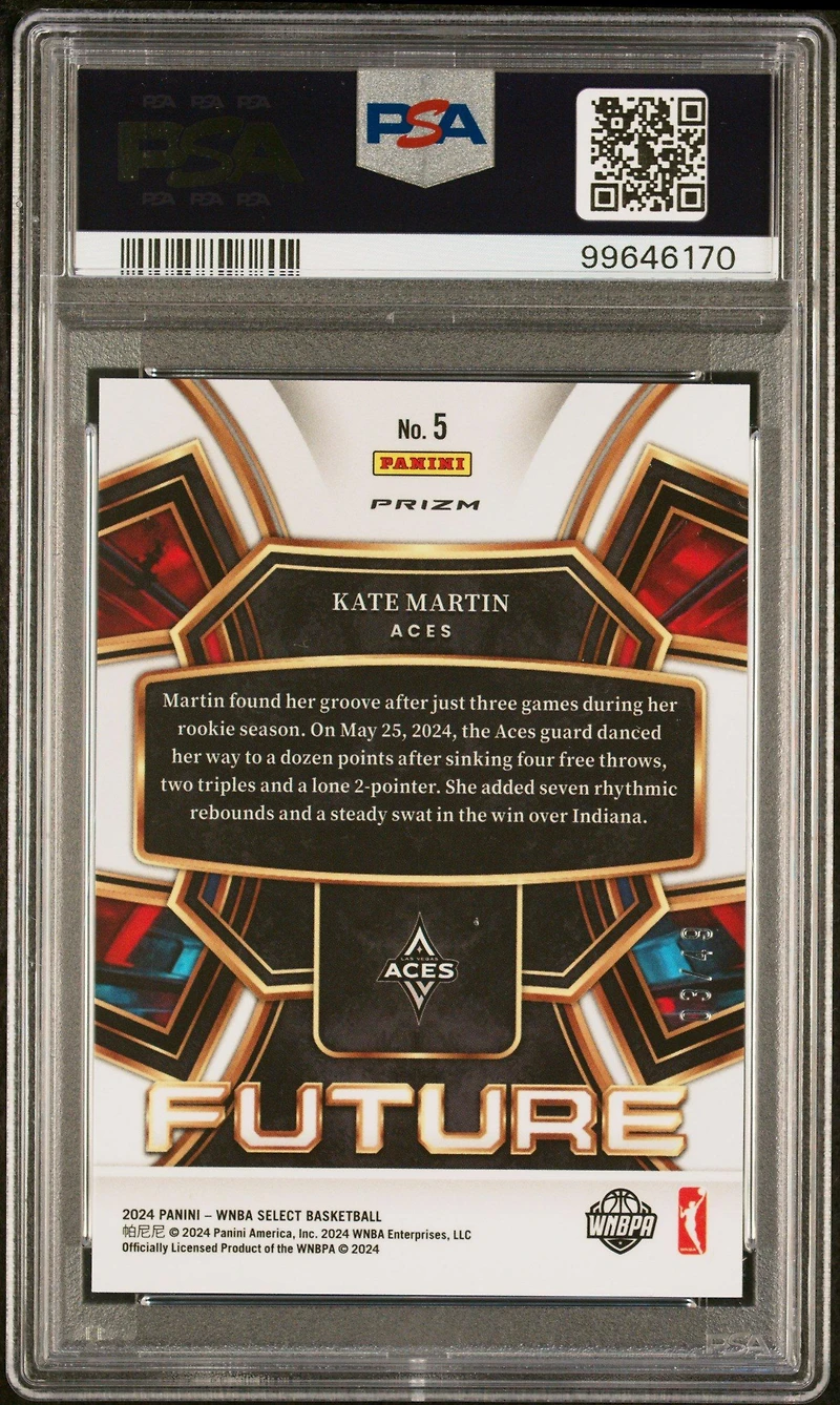 2024 Panini Select Wnba Select Future 5 Kate Martin Blue Prizm PSA 10
